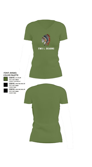 Womens Short Sleeve Vneck Shirt, FMS 1, OKARNG, , Teamtime, Team time, sublimation, custom sports apparel, team uniforms, spirit wear, spiritwear, sports uniforms, custom shirts, team store, custom team store, fundraiser sports, apparel fundraiser