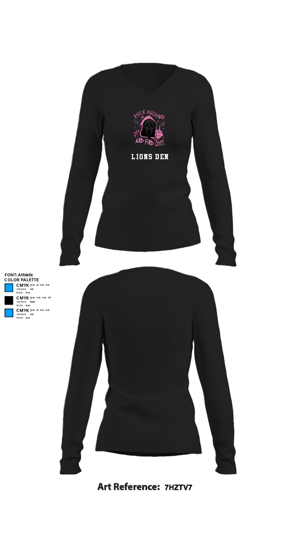 Women's Long Sleeve Vneck Shirt, Lions den, Football, Teamtime, Team time, sublimation, custom sports apparel, team uniforms, spirit wear, spiritwear, sports uniforms, custom shirts, team store, custom team store, fundraiser sports, apparel fundraiser