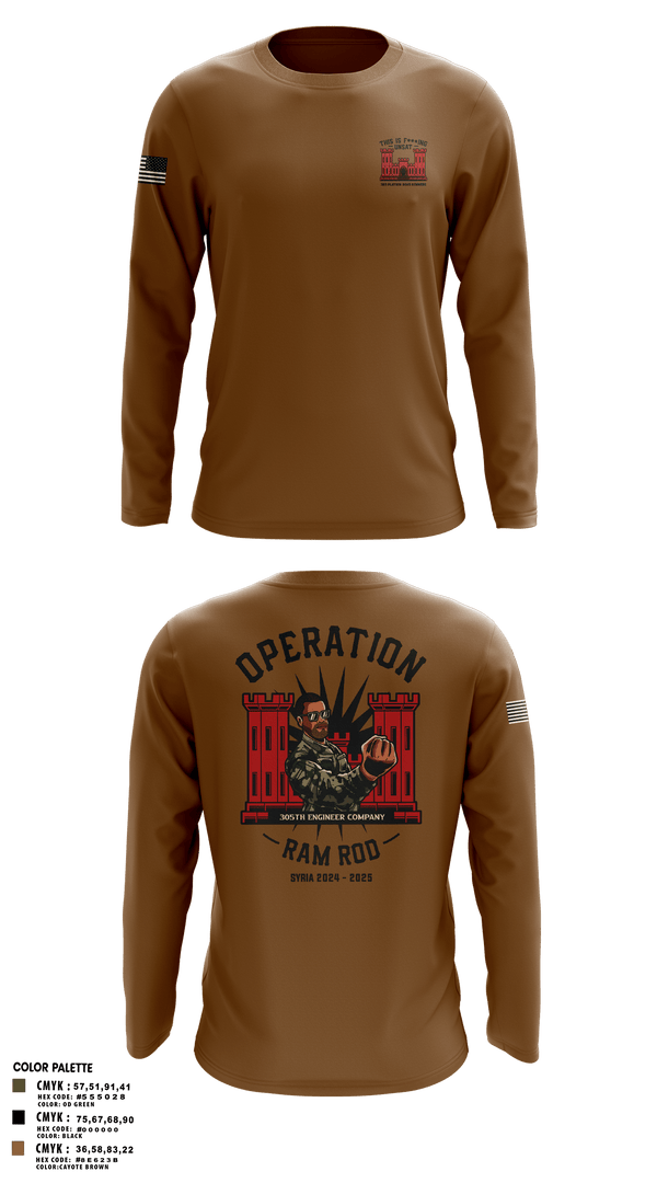 Long Sleeve Performance Polo, 305th En Co, Army, Teamtime, Team time, sublimation, custom sports apparel, team uniforms, spirit wear, spiritwear, sports uniforms, custom shirts, team store, custom team store, fundraiser sports, apparel fundraiser
