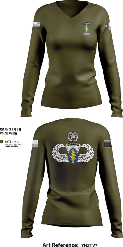 197th STSC (SO)(A) 32760162 Women's Long Sleeve V-neck Shirt - 4