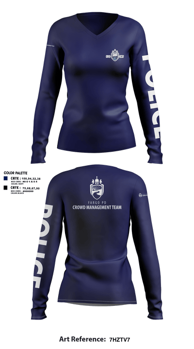 Fargo PD CMT 18649595 Women's Long Sleeve V-neck Shirt - 101