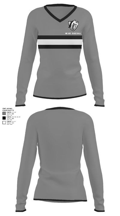 Meade High School Baseball 78796681 Women's Long Sleeve V-neck Shirt - 31