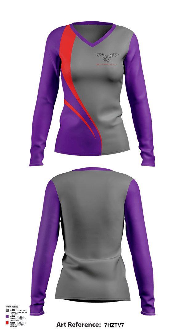 Womens Long Sleeve Vneck Shirt, MysticworldMuzik, , Teamtime, Team time, sublimation, custom sports apparel, team uniforms, spirit wear, spiritwear, sports uniforms, custom shirts, team store, custom team store, fundraiser sports, apparel fundraiser