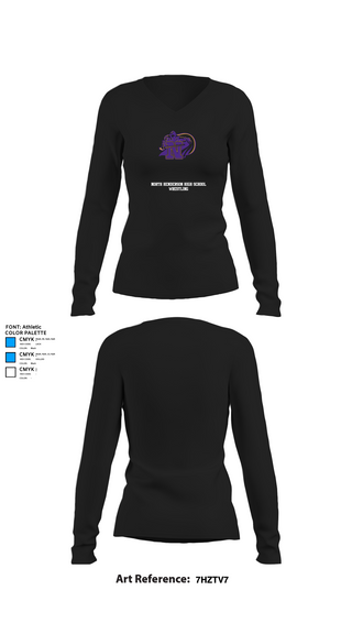 Womens Long Sleeve Vneck Shirt 1, North Henderson High School Wrestling, Wrestling, Teamtime, Team time, sublimation, custom sports apparel, team uniforms, spirit wear, spiritwear, sports uniforms, custom shirts, team store, custom team store, fundraiser sports, apparel fundraiser