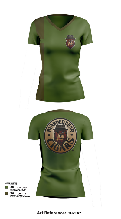 Bearded Bear Cigars 58780809 Women's Short Sleeve V-neck Shirt - 105