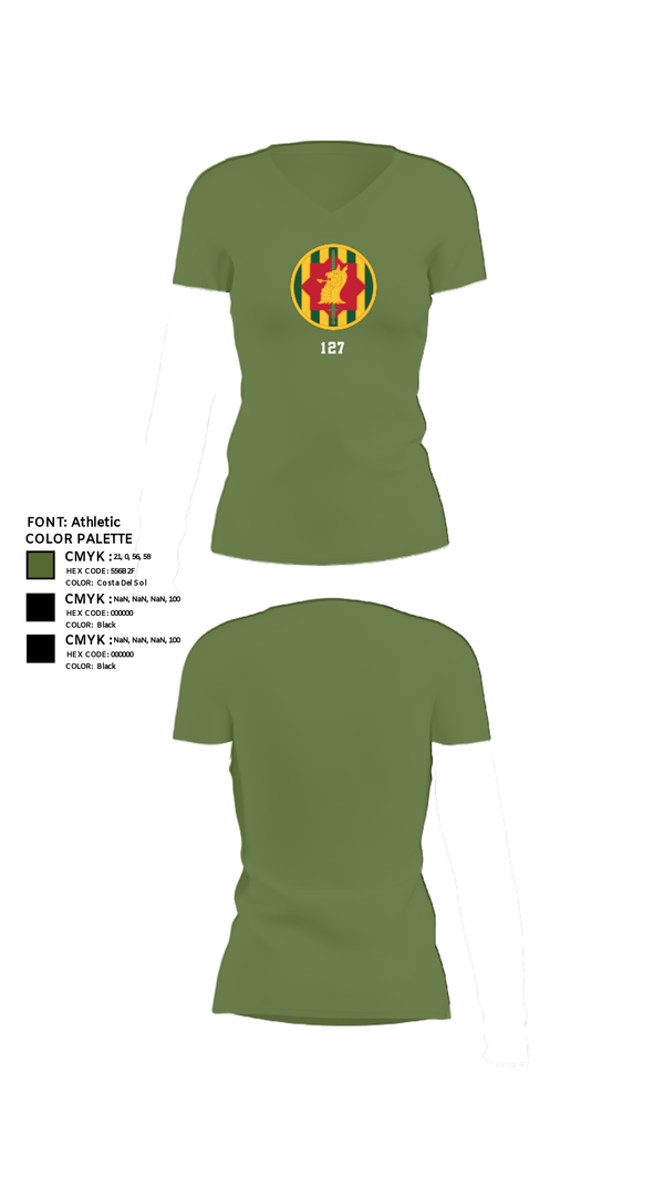 Women's Short Sleeve Vneck Shirt, 127, Army, Teamtime, Team time, sublimation, custom sports apparel, team uniforms, spirit wear, spiritwear, sports uniforms, custom shirts, team store, custom team store, fundraiser sports, apparel fundraiser