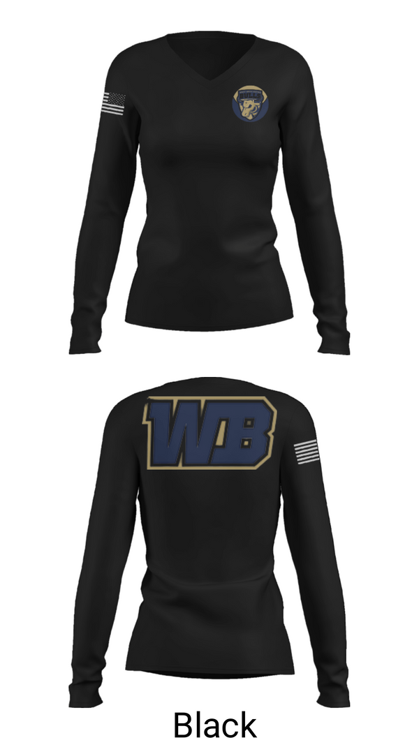 Women's Long Sleeve Vneck Shirt, West Boca Raton Community High School Lacrosse, Women's Lacrosse, Teamtime, Team time, sublimation, custom sports apparel, team uniforms, spirit wear, spiritwear, sports uniforms, custom shirts, team store, custom team store, fundraiser sports, apparel fundraiser