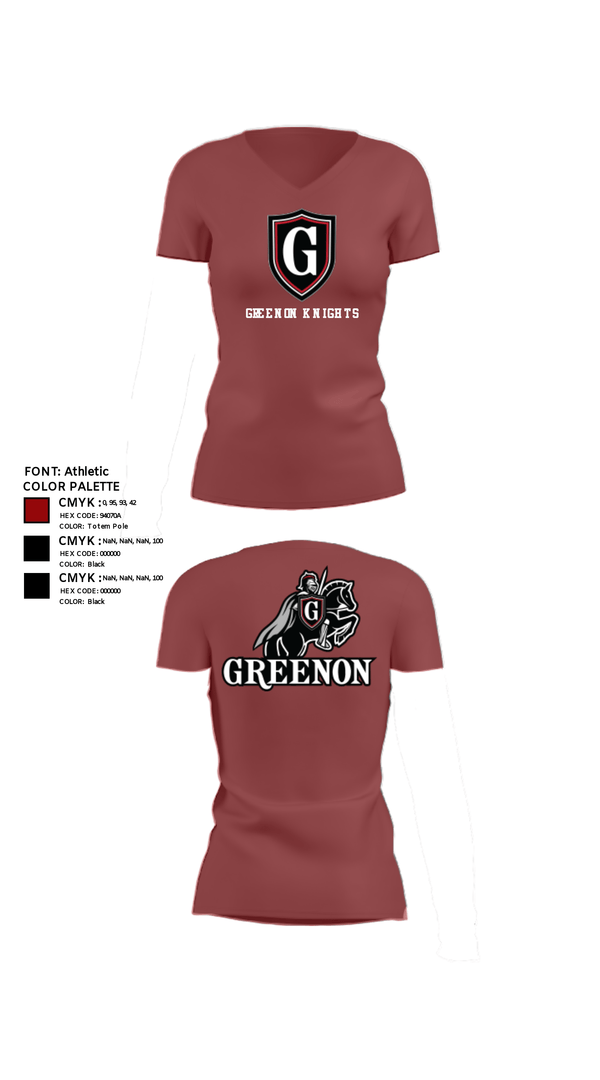 Womens Short Sleeve Vneck Shirt, Greenon Knights, Women's Volleyball, Teamtime, Team time, sublimation, custom sports apparel, team uniforms, spirit wear, spiritwear, sports uniforms, custom shirts, team store, custom team store, fundraiser sports, apparel fundraiser