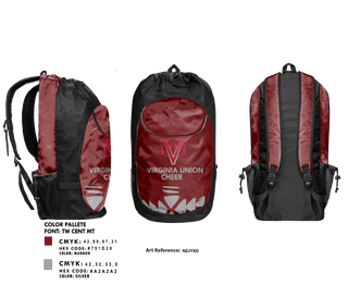 Gear Bag, Virginia Union University Cheer, Cheer, Teamtime, Team time, sublimation, custom sports apparel, team uniforms, spirit wear, spiritwear, sports uniforms, custom shirts, team store, custom team store, fundraiser sports, apparel fundraiser