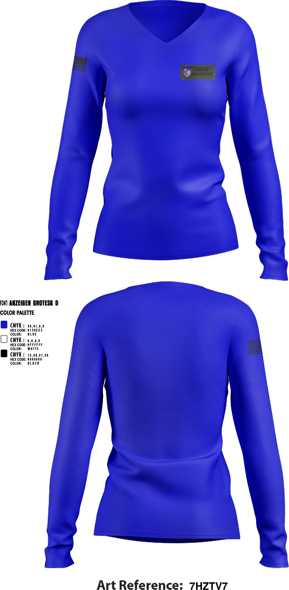 Womens Long Sleeve Vneck Shirt, NATO Winter Instructor Course, , Teamtime, Team time, sublimation, custom sports apparel, team uniforms, spirit wear, spiritwear, sports uniforms, custom shirts, team store, custom team store, fundraiser sports, apparel fundraiser