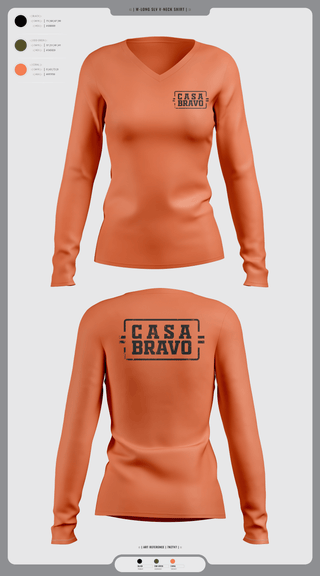 Womens Long Sleeve Vneck Shirt 1, Casa Bravo, , Teamtime, Team time, sublimation, custom sports apparel, team uniforms, spirit wear, spiritwear, sports uniforms, custom shirts, team store, custom team store, fundraiser sports, apparel fundraiser