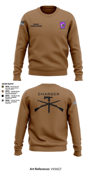 Crew Neck Sweatshirt, Charger Co. / 2-112th Infantry Battalion, National Guard, Teamtime, Team time, sublimation, custom sports apparel, team uniforms, spirit wear, spiritwear, sports uniforms, custom shirts, team store, custom team store, fundraiser sports, apparel fundraiser