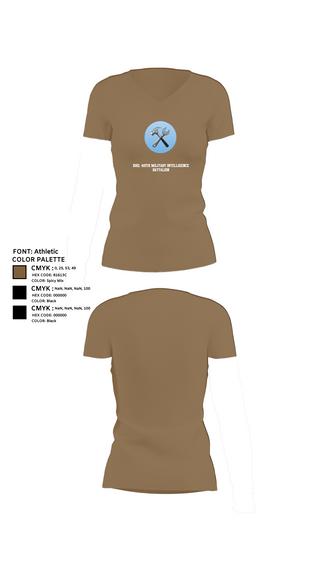 Womens Short Sleeve Vneck Shirt, HHD, 415th Military Intelligence Battalion, National Guard, Teamtime, Team time, sublimation, custom sports apparel, team uniforms, spirit wear, spiritwear, sports uniforms, custom shirts, team store, custom team store, fundraiser sports, apparel fundraiser