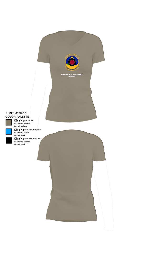 Womens Short Sleeve Vneck Shirt, 4th Component Maintenance Squadron, , Teamtime, Team time, sublimation, custom sports apparel, team uniforms, spirit wear, spiritwear, sports uniforms, custom shirts, team store, custom team store, fundraiser sports, apparel fundraiser