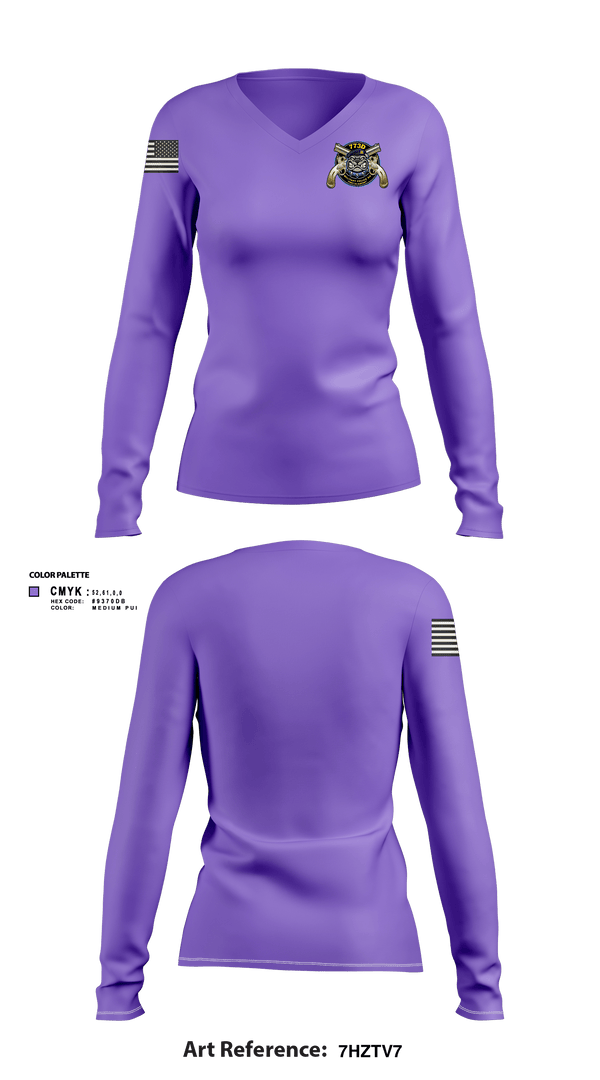 Women's Long Sleeve Vneck Shirt, 773d MP BN, Army, Teamtime, Team time, sublimation, custom sports apparel, team uniforms, spirit wear, spiritwear, sports uniforms, custom shirts, team store, custom team store, fundraiser sports, apparel fundraiser