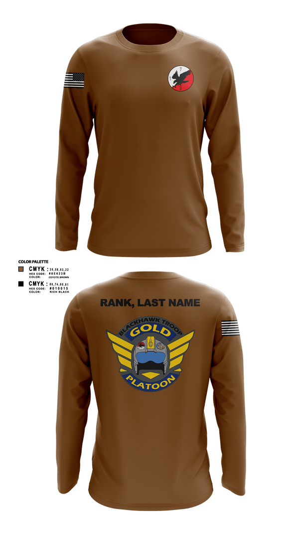 Long Sleeve Performance Shirt, Savage Platoon, 2-7 CAV1/7 CAV, Blackhawk Troop, Gold Platoon, Army, Teamtime, Team time, sublimation, custom sports apparel, team uniforms, spirit wear, spiritwear, sports uniforms, custom shirts, team store, custom team store, fundraiser sports, apparel fundraiser