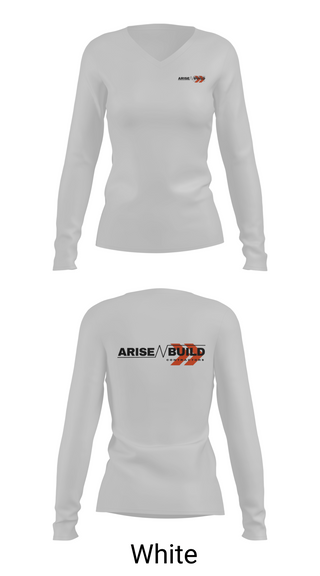Womens Long Sleeve Vneck Shirt, Arise N Build, , Teamtime, Team time, sublimation, custom sports apparel, team uniforms, spirit wear, spiritwear, sports uniforms, custom shirts, team store, custom team store, fundraiser sports, apparel fundraiser