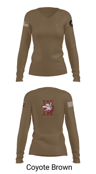 Women's Long Sleeve Vneck Shirt, Apache company, 4-6 IN, Army, Teamtime, Team time, sublimation, custom sports apparel, team uniforms, spirit wear, spiritwear, sports uniforms, custom shirts, team store, custom team store, fundraiser sports, apparel fundraiser
