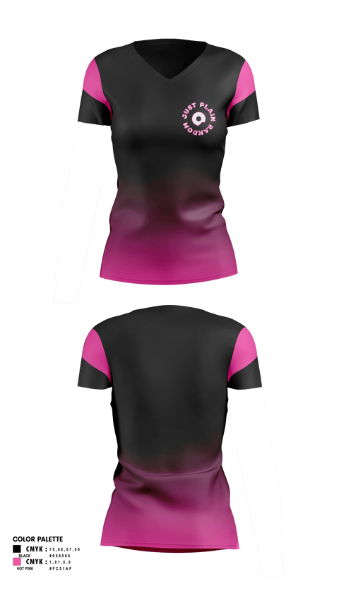 Womens Short Sleeve Vneck Shirt, Just Plain Random, , Teamtime, Team time, sublimation, custom sports apparel, team uniforms, spirit wear, spiritwear, sports uniforms, custom shirts, team store, custom team store, fundraiser sports, apparel fundraiser