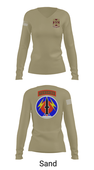 Womens Long Sleeve Vneck Shirt, 4/9 Field Artillery 56 Command (Pershing), Army, Teamtime, Team time, sublimation, custom sports apparel, team uniforms, spirit wear, spiritwear, sports uniforms, custom shirts, team store, custom team store, fundraiser sports, apparel fundraiser