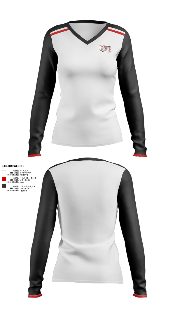 Womens Long Sleeve Vneck Shirt 1, Mount Zion Junior High School Basketball, Women's Basketball, Teamtime, Team time, sublimation, custom sports apparel, team uniforms, spirit wear, spiritwear, sports uniforms, custom shirts, team store, custom team store, fundraiser sports, apparel fundraiser