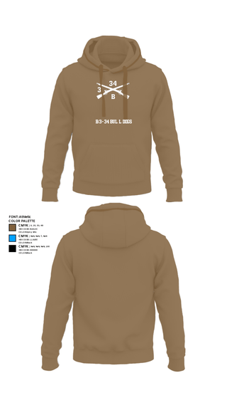 Hoodie, B/3-34 Bulldogs, Army, Teamtime, Team time, sublimation, custom sports apparel, team uniforms, spirit wear, spiritwear, sports uniforms, custom shirts, team store, custom team store, fundraiser sports, apparel fundraiser