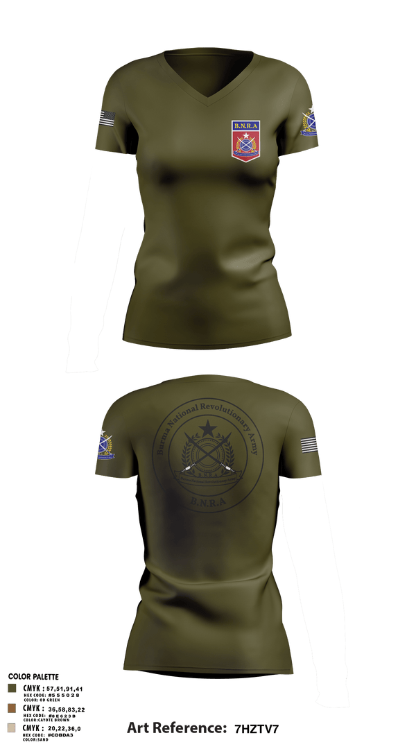 Womens Short Sleeve Vneck Shirt, B.N.R.AB.N.R.Army, Army, Teamtime, Team time, sublimation, custom sports apparel, team uniforms, spirit wear, spiritwear, sports uniforms, custom shirts, team store, custom team store, fundraiser sports, apparel fundraiser