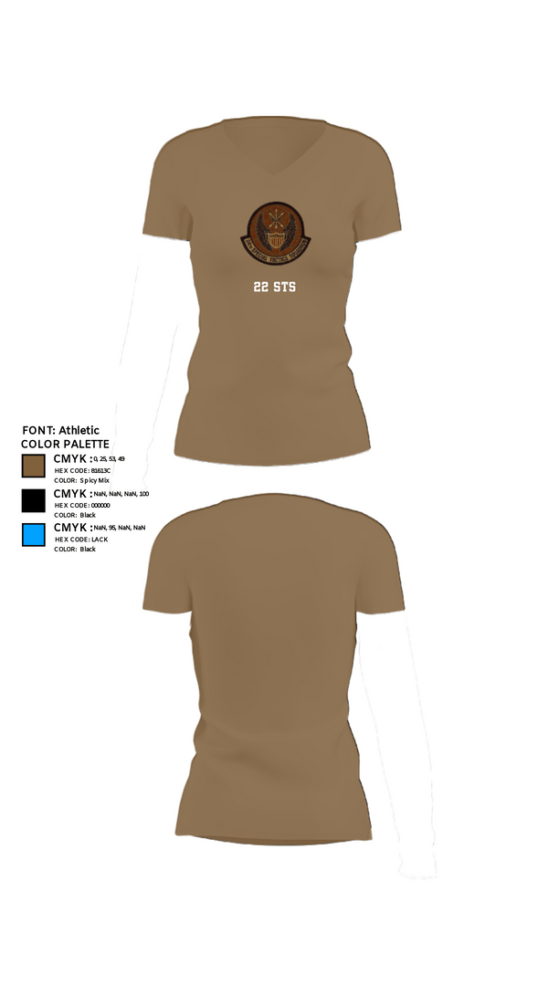 Women's Short Sleeve Vneck Shirt, 22 STS, Air Force, Teamtime, Team time, sublimation, custom sports apparel, team uniforms, spirit wear, spiritwear, sports uniforms, custom shirts, team store, custom team store, fundraiser sports, apparel fundraiser