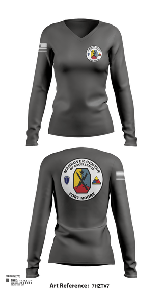 Womens Long Sleeve Vneck Shirt, Fort moore, , Teamtime, Team time, sublimation, custom sports apparel, team uniforms, spirit wear, spiritwear, sports uniforms, custom shirts, team store, custom team store, fundraiser sports, apparel fundraiser