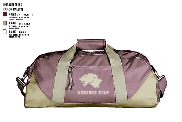 Duffle Bag, Western High School Golf, Golf, Teamtime, Team time, sublimation, custom sports apparel, team uniforms, spirit wear, spiritwear, sports uniforms, custom shirts, team store, custom team store, fundraiser sports, apparel fundraiser