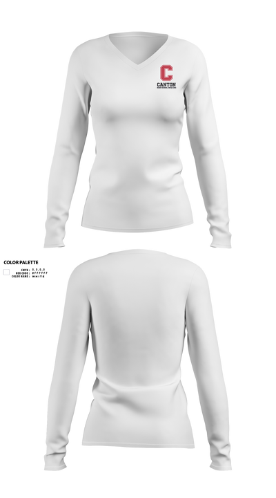 Canton Bowling 4573823 Women's Long Sleeve V-neck Shirt - 53
