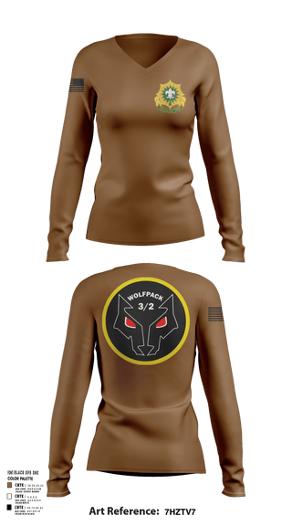 Womens Long Sleeve Vneck Shirt, Fury TRP 3/2CR, Army, Teamtime, Team time, sublimation, custom sports apparel, team uniforms, spirit wear, spiritwear, sports uniforms, custom shirts, team store, custom team store, fundraiser sports, apparel fundraiser