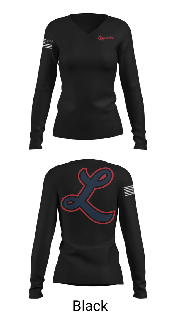 Women's Long Sleeve Vneck Shirt, Louisville Legends Baseball, Baseball, Teamtime, Team time, sublimation, custom sports apparel, team uniforms, spirit wear, spiritwear, sports uniforms, custom shirts, team store, custom team store, fundraiser sports, apparel fundraiser