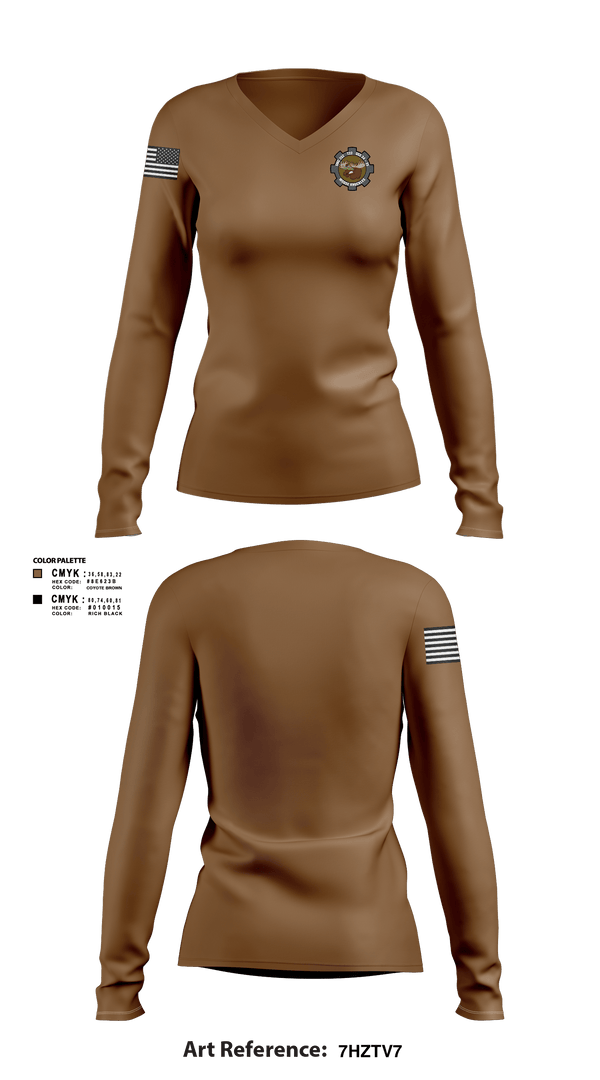 Women's Long Sleeve Vneck Shirt, Moose Knuckles, Army, Teamtime, Team time, sublimation, custom sports apparel, team uniforms, spirit wear, spiritwear, sports uniforms, custom shirts, team store, custom team store, fundraiser sports, apparel fundraiser