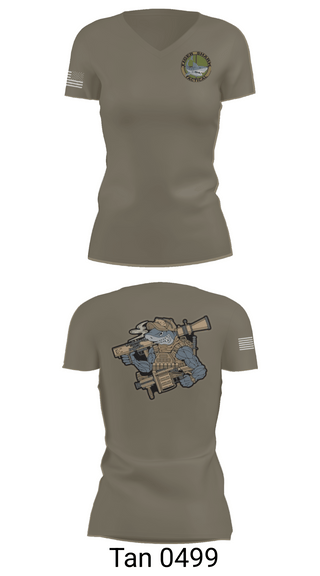 Womens Short Sleeve Vneck Shirt, Wilmington Tiger Shark, Army, Teamtime, Team time, sublimation, custom sports apparel, team uniforms, spirit wear, spiritwear, sports uniforms, custom shirts, team store, custom team store, fundraiser sports, apparel fundraiser