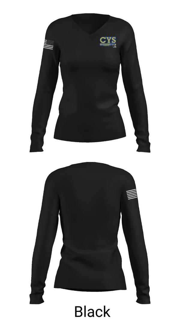 Womens Long Sleeve Vneck Shirt, ColdWater Cougara 'Shelby Youth Sports', Track & Field, Teamtime, Team time, sublimation, custom sports apparel, team uniforms, spirit wear, spiritwear, sports uniforms, custom shirts, team store, custom team store, fundraiser sports, apparel fundraiser