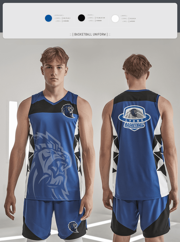 Basketball Uniform, Lyons Middle School Basketball, Men's Basketball, Teamtime, Team time, sublimation, custom sports apparel, team uniforms, spirit wear, spiritwear, sports uniforms, custom shirts, team store, custom team store, fundraiser sports, apparel fundraiser