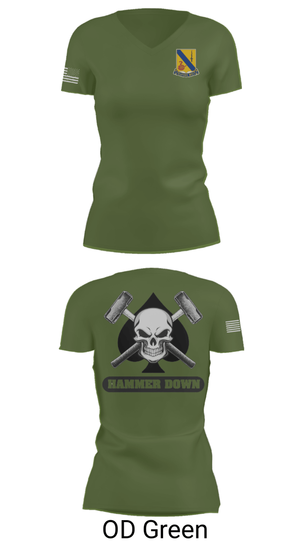 Women's Short Sleeve Vneck Shirt, 2-14 CAV ACE HIGH, Army, Teamtime, Team time, sublimation, custom sports apparel, team uniforms, spirit wear, spiritwear, sports uniforms, custom shirts, team store, custom team store, fundraiser sports, apparel fundraiser