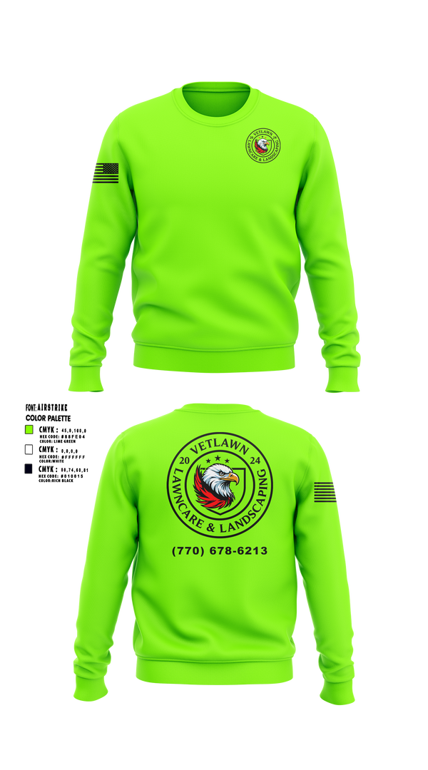 Crew Neck Sweatshirt, VetLawn, Army, Teamtime, Team time, sublimation, custom sports apparel, team uniforms, spirit wear, spiritwear, sports uniforms, custom shirts, team store, custom team store, fundraiser sports, apparel fundraiser