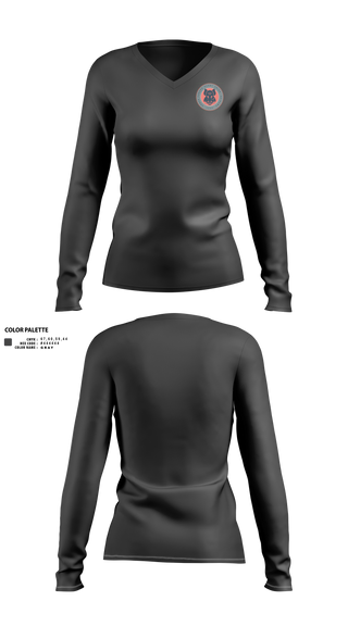 Womens Long Sleeve Vneck Shirt, Black Boars, Rugby, Teamtime, Team time, sublimation, custom sports apparel, team uniforms, spirit wear, spiritwear, sports uniforms, custom shirts, team store, custom team store, fundraiser sports, apparel fundraiser