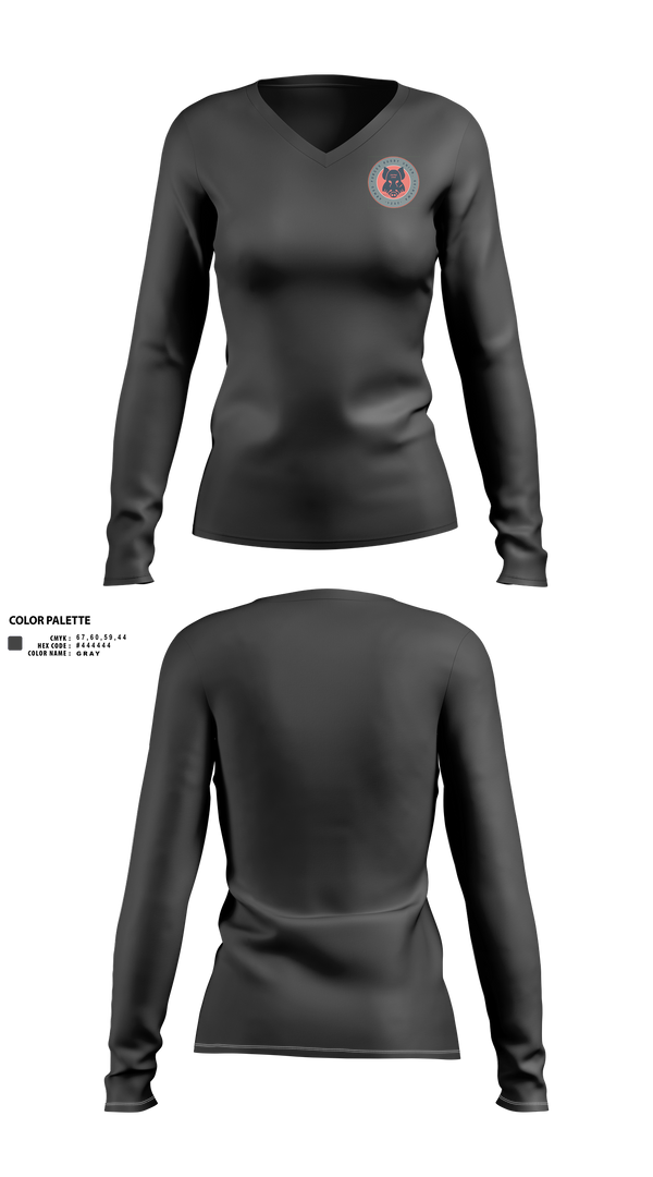 Womens Long Sleeve Vneck Shirt, Black Boars, Rugby, Teamtime, Team time, sublimation, custom sports apparel, team uniforms, spirit wear, spiritwear, sports uniforms, custom shirts, team store, custom team store, fundraiser sports, apparel fundraiser