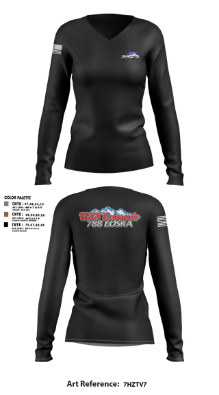 Womens Long Sleeve Vneck Shirt, USS Colorado, Navy, Teamtime, Team time, sublimation, custom sports apparel, team uniforms, spirit wear, spiritwear, sports uniforms, custom shirts, team store, custom team store, fundraiser sports, apparel fundraiser