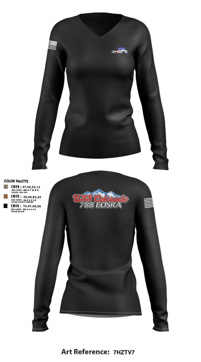 USS Colorado 62419768 Women's Long Sleeve V-neck Shirt - 9