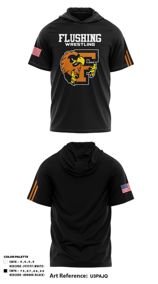 Short Sleeve Performance Shirt with hood, Flushing High School Wrestling, Wrestling, Teamtime, Team time, sublimation, custom sports apparel, team uniforms, spirit wear, spiritwear, sports uniforms, custom shirts, team store, custom team store, fundraiser sports, apparel fundraiser