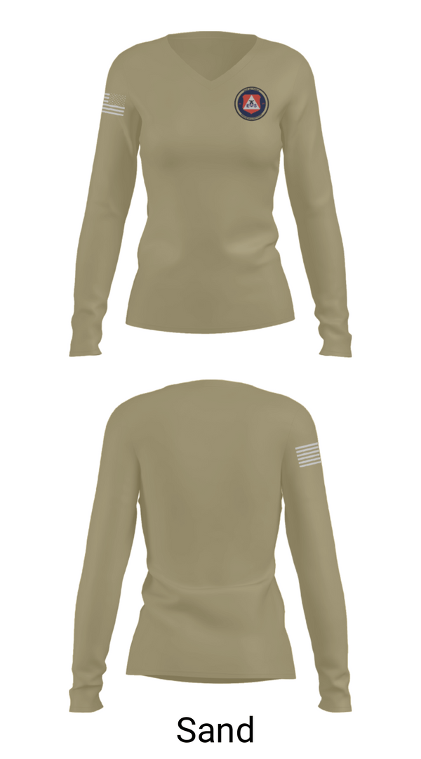 Women's Long Sleeve Vneck Shirt, Civil Air Patrol, Air Force, Teamtime, Team time, sublimation, custom sports apparel, team uniforms, spirit wear, spiritwear, sports uniforms, custom shirts, team store, custom team store, fundraiser sports, apparel fundraiser