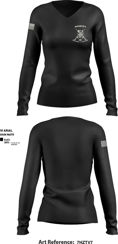 LAZY HELLDIVER 74477476 Women's Long Sleeve V-neck Shirt - 15