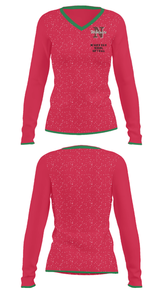 Women's Long Sleeve Vneck Shirt, Newark High School Softball, Softball, Teamtime, Team time, sublimation, custom sports apparel, team uniforms, spirit wear, spiritwear, sports uniforms, custom shirts, team store, custom team store, fundraiser sports, apparel fundraiser