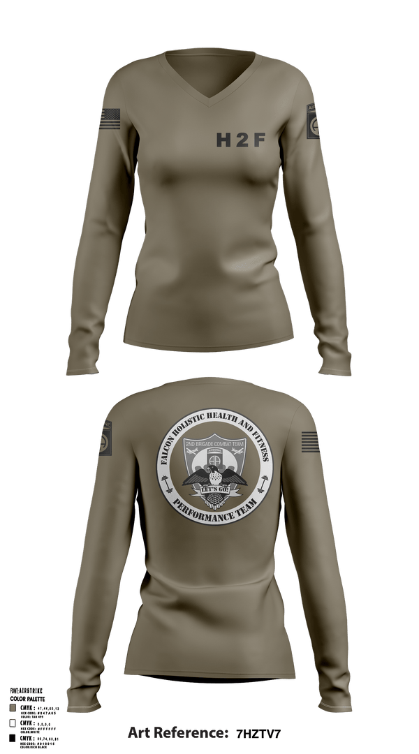Womens Long Sleeve Vneck Shirt, 2BCT H2F, Army, Teamtime, Team time, sublimation, custom sports apparel, team uniforms, spirit wear, spiritwear, sports uniforms, custom shirts, team store, custom team store, fundraiser sports, apparel fundraiser
