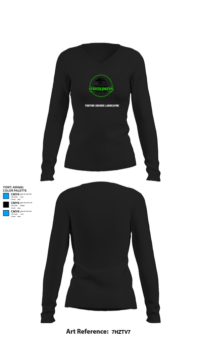 Thriving Grounds Landscaping 97741926 Women's Long Sleeve V-neck Shirt - 34