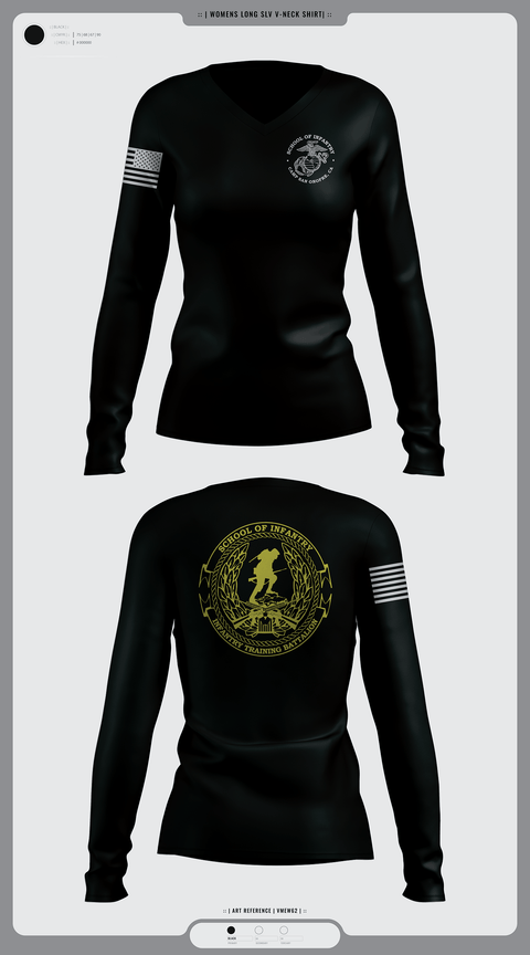 Women's Long Sleeve Vneck Shirt, IMC, Marines, Teamtime, Team time, sublimation, custom sports apparel, team uniforms, spirit wear, spiritwear, sports uniforms, custom shirts, team store, custom team store, fundraiser sports, apparel fundraiser